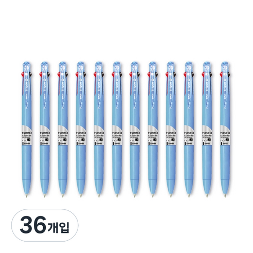신지 트리플 O Ball 3색 다색펜 0.7mm, 블루, 36개입