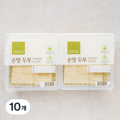 ORGA 우리콩이라 더 고소한 손맛 두부, 300g, 10개