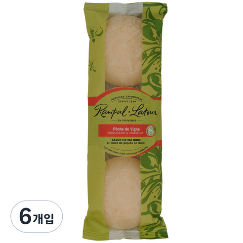 랑팔라투르 사봉롱드 피치 원형비누, 150g, 6개