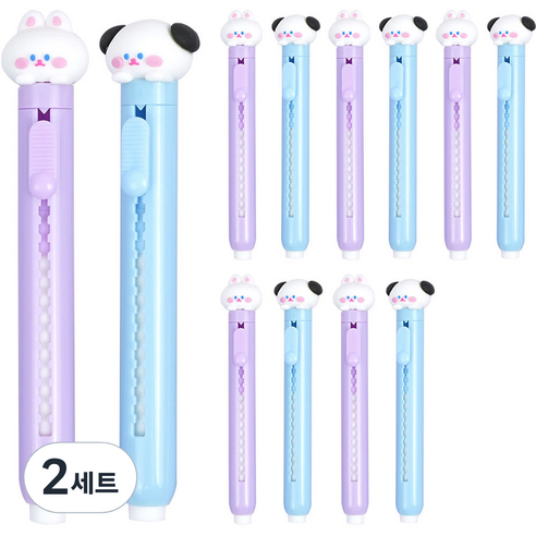핑크풋 1000 피규어 슬라이드 지우개 2탄 2종, 혼합색상, 2세트