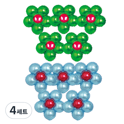 파티쇼 플라워 은박 풍선 그린 5p + 라이트블루 5p, 그린 + 라이트블루, 4세트