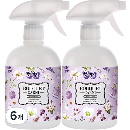 부케가르니 섬유탈취제 화이트 머스크, 500ml, 6개