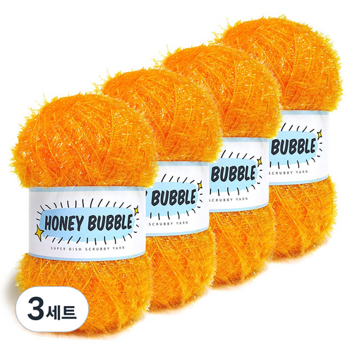 니뜨 허니 버블 수세미 뜨개실 90g + 무료 도안 세트, 06귤, 12개