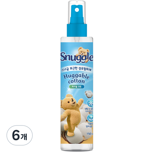 스너글 포근한 섬유 탈취제, 150ml, 6개, 허거블 코튼
