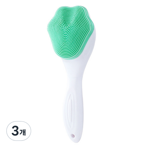 The해피앤 실리콘 세안 마사지 수동 클렌징 브러쉬, 3개, 그린
