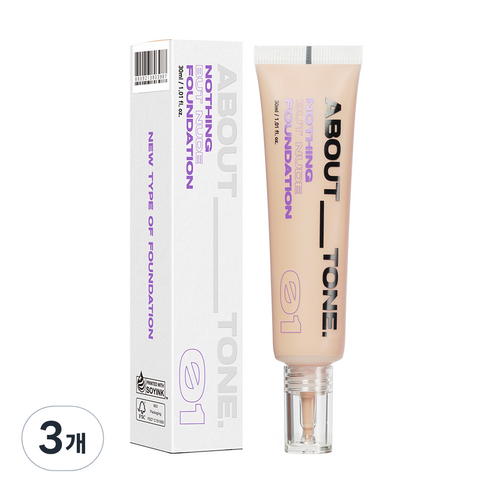 어바웃톤 낫띵 벗 누드 파운데이션 30ml, 01 페어, 3개