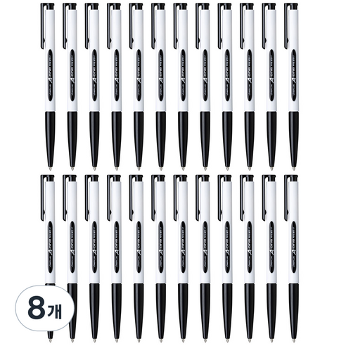 라인플러스 에이원 볼펜 0.5mm 12p, 흑색 0.7, 8개