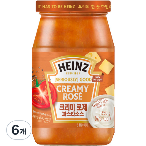 하인즈 크리미 로제 파스타 소스, 350g, 6개