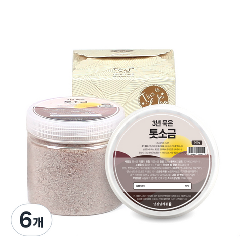 단심답례품 3년 묵은 천일염 톳소금 + 골드 선물박스, 300g, 6개