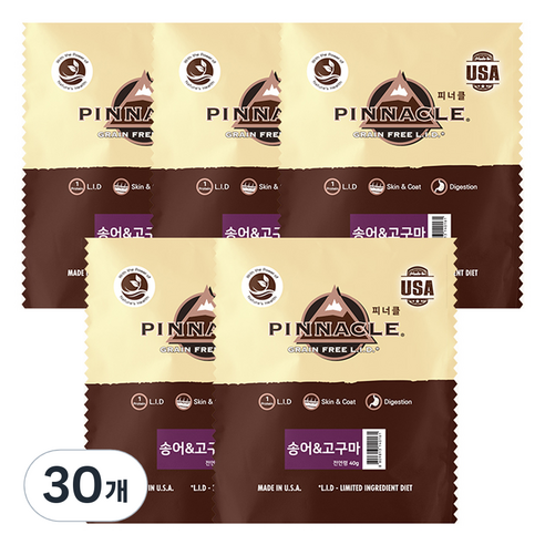 피너클 강아지 전연령 송어 & 고구마 건식사료, 40g, 30개