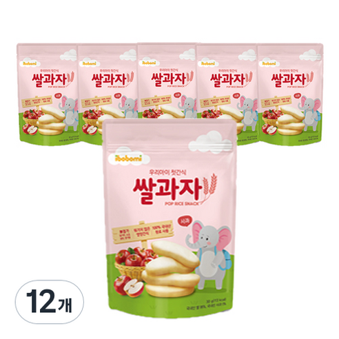 아이뽀뽀미 쌀과자 떡뻥, 사과, 12개, 30g