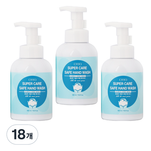 슈퍼케어 세이프 핸드워시 파우더향, 500ml, 18개