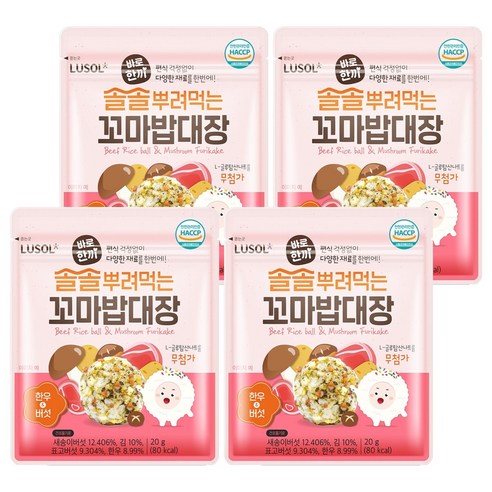 루솔 바로한끼 솔솔뿌려먹는 꼬마밥대장 20g, 한우 앤 버섯맛, 4개
