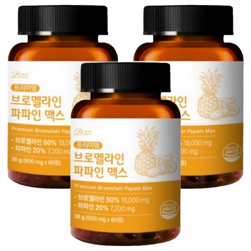 밸런스궁합 브로멜라인 파파인 맥스 파인애플 36g, 3개, 60정