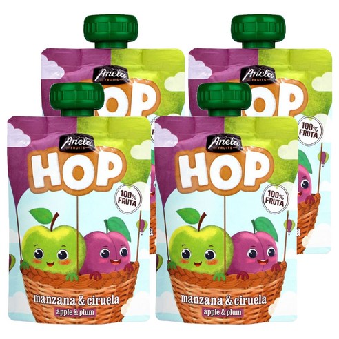 아넬라 HOP 과일 퓨레, 100g, 4개, 혼합맛(사과/생푸룬)
