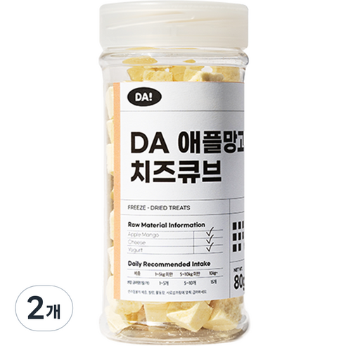 다펫토리 반려동물 동결건조 간식 DA과일치즈큐브, 80g, 2개, 애플망고