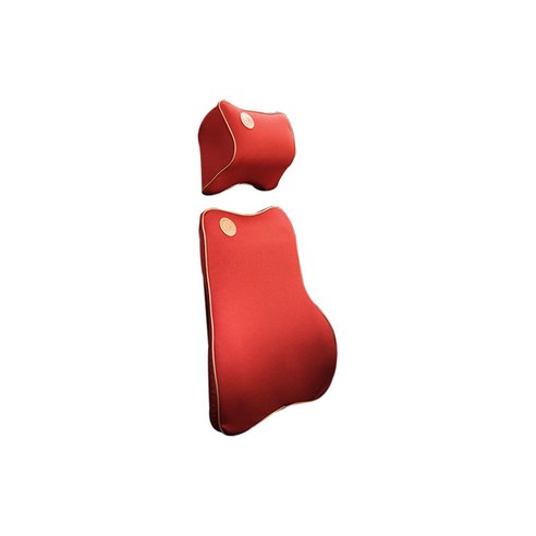 마메 차량용 라텍스 메모리폼 허리등받이쿠션세트, 레드, 1개