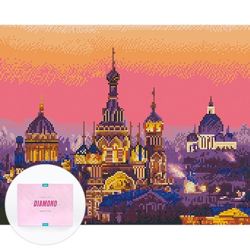 디클레어 액자 캔버스형 보석십자수 DIY 키트 40 x 50 cm, 1세트, 블라디보스톡의 노을