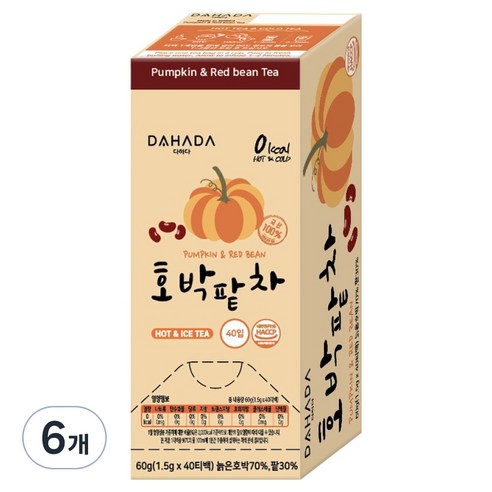 다하다 호박팥차, 1.5g, 40개입, 6개