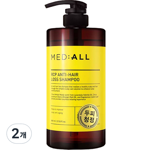 메디올 알시피 안티 헤어 로스 두피청정 샴푸 우디향, 2개, 800ml