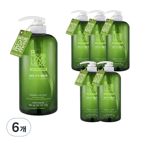 네이쳐러브메레 유아 식기세정제, 750ml, 6개