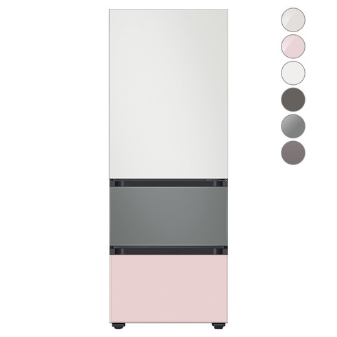 [색상선택형] 삼성전자 비스포크 김치플러스 냉장고 방문설치, 코타 화이트 + 새틴 그레이 + 글램 핑크, RQ33A74A1AP