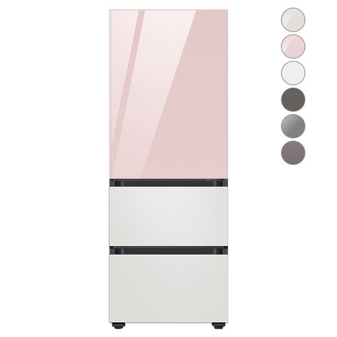 [색상선택형] 삼성전자 비스포크 김치플러스 냉장고 방문설치, 글램 핑크 + 코타 화이트, RQ33A74A1AP