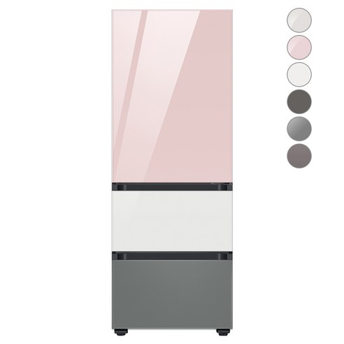 [색상선택형] 삼성전자 비스포크 김치플러스 냉장고 방문설치, 글램 핑크 + 글램 화이트 + 새틴 그레이, RQ33A74A1AP