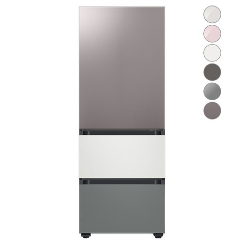 [색상선택형] 삼성전자 비스포크 김치플러스 냉장고 방문설치, 브라우니 실버 + 새틴 그레이 + 코타 화이트, RQ33A74A1AP