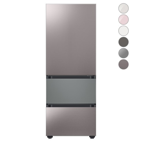 [색상선택형] 삼성전자 비스포크 김치플러스 냉장고 방문설치, 새틴 그레이, RQ33A74C2AP, 브라우니 실버 + 새틴 그레이