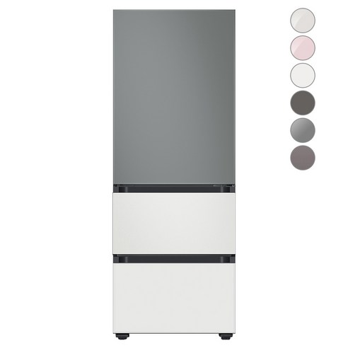 [색상선택형] 삼성전자 비스포크 김치플러스 냉장고 방문설치, 새틴 그레이 + 코타 화이트 + 글램 화이트, RQ33A74A1AP