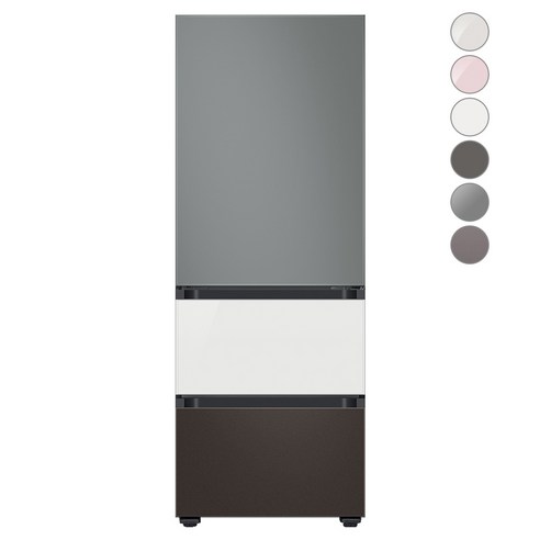 [색상선택형] 삼성전자 비스포크 김치플러스 냉장고 방문설치, 새틴 그레이 + 글램 화이트 + 코타 차콜, RQ33A74A1AP
