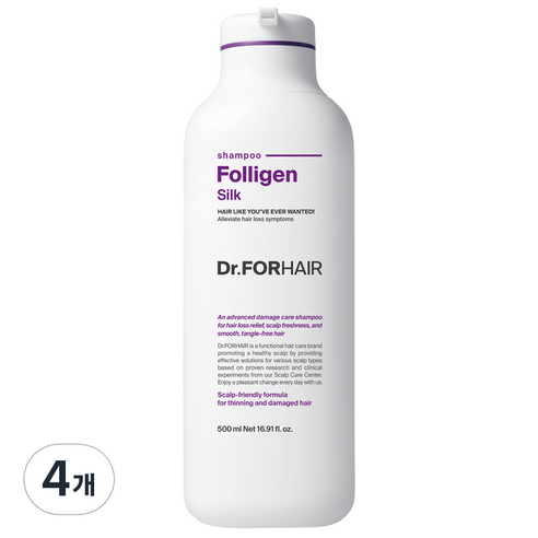 닥터포헤어 폴리젠 실크 단백질 손상모 탈모 기능성샴푸 플로럴향, 500ml, 4개