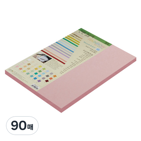 종이문화 친환경색지 레인보우카드 No.24 핑크, B4, 90매