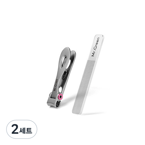 미스터그린 스텐 와이드 고급 손톱깎이S + 네일샤이너 MR1220, 혼합색상, 2세트