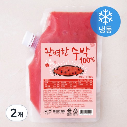 프렌즈파머 완벽한 수박 100% 1kg (냉동), 2개