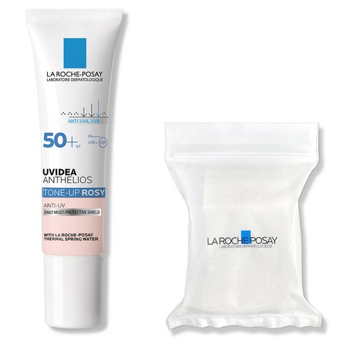   라로슈포제 유비데아 안뗄리오스 톤업 로지 선크림 SPF50+ PA++++ 30ml + 화장솜 30매, 1세트