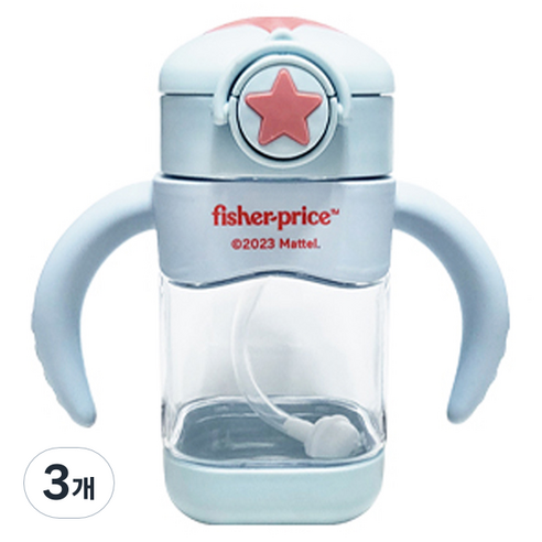 피셔프라이스 유아용 추 달린 사각 빨대컵 280ml, 블루, 3개
