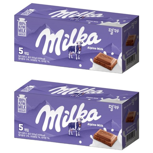 밀카 알프스 밀크 초콜릿 5p, 500g, 2개