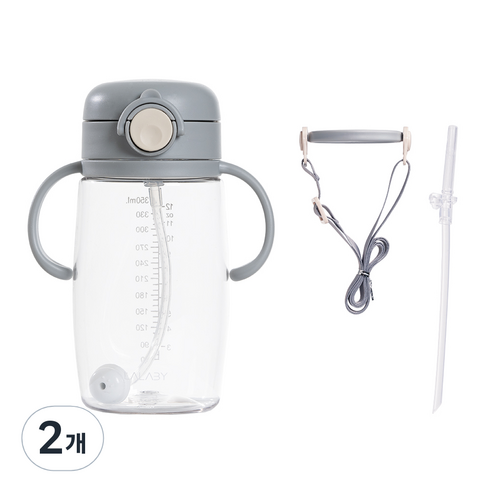 랄라비 플러스 트라이탄 빨대컵, 그레이, 2개, 350ml
