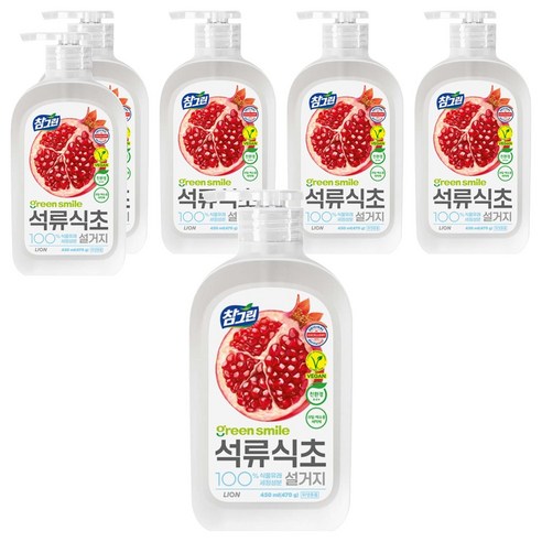 [비건라이프] 참그린 석류식초 설거지 주방세제, 470g, 6개