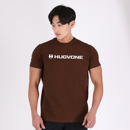 허그본 남성용 시그니처 002 머슬핏 반팔 티셔츠 무지라인