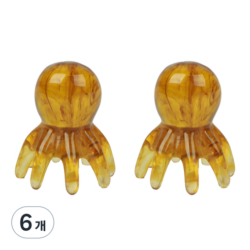 ADUNE 머리 지압 마사지기 문어 두피괄사, 브라운, 6개