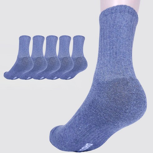 다두리 여성용 이중 쿠션 장목 스포츠양말, 여성 그레이, 5세트