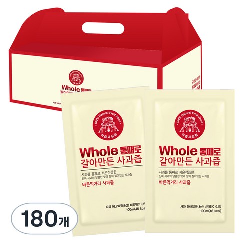 통째로 갈아만든 사과즙 일반파우치, 100ml, 180개