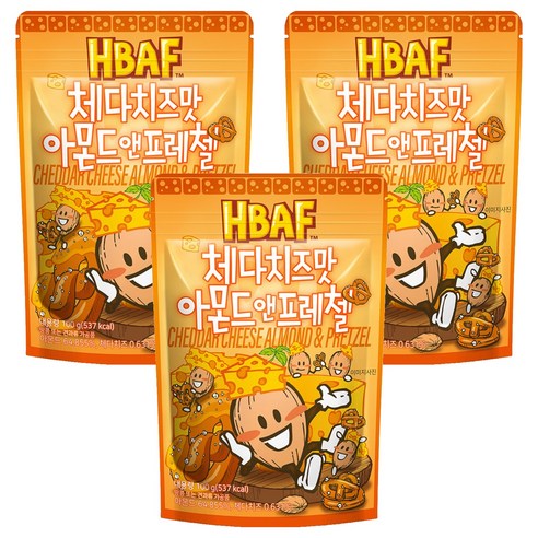 바프 체다치즈맛 아몬드 앤 프레첼, 100g, 3개