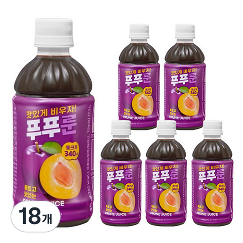 낫띵베럴 푸룬주스 푸푸룬, 340ml, 18개