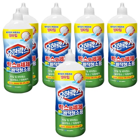 유한락스 바닥청소용 락스와세제, 1.3L, 6개