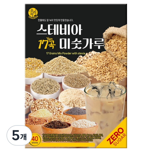 우리차 스테비아 17곡 미숫가루 40p, 5개, 800g