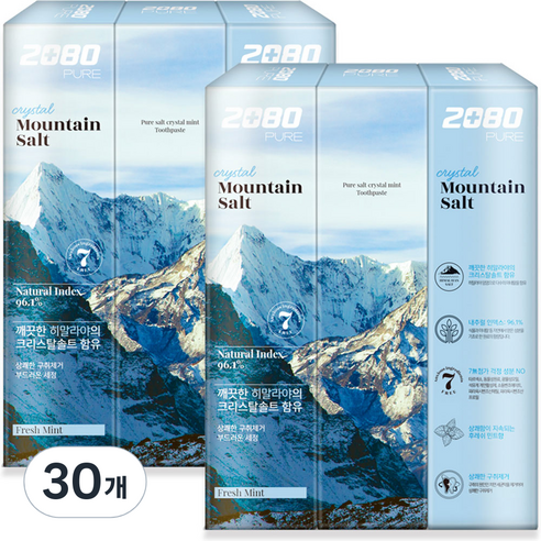 2080 퓨어 마운틴솔트 치약 크리스탈 민트, 150g, 30개